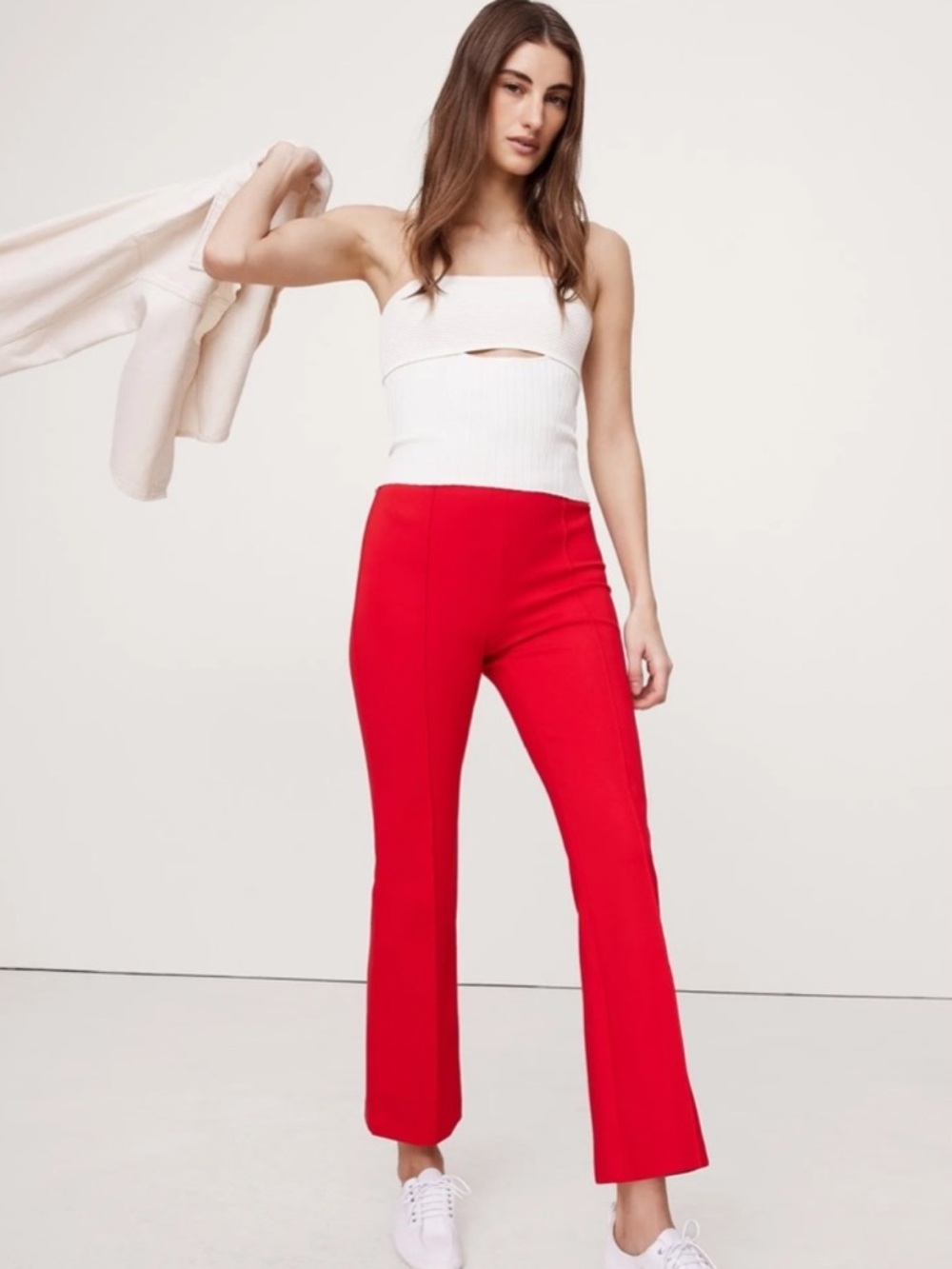 NWT Banana Republic Red Crop Flare Everywhere Ponte Pant